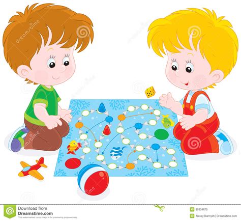 Boys Playing With A Boardgame Stock Vector Illustration Of Friends