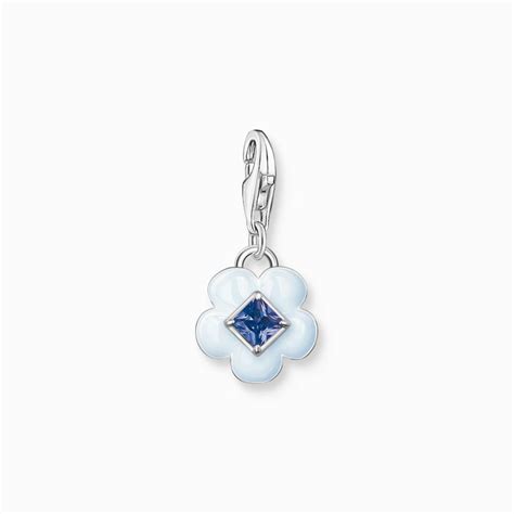 Pendentif Charm Thomas Sabo Fleur Avec Pierre Bleue Bijouterie Gold