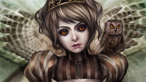 Hd Owl Girl With An Owl On Her Shoulder Wallpaper Download Free 149927