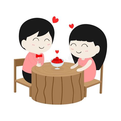Flat Cute Cartoon Character Couple Love In Valentine S Day Stock Vector