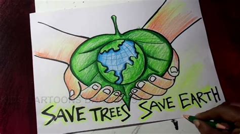 Save Earth Poster Drawing For Kids