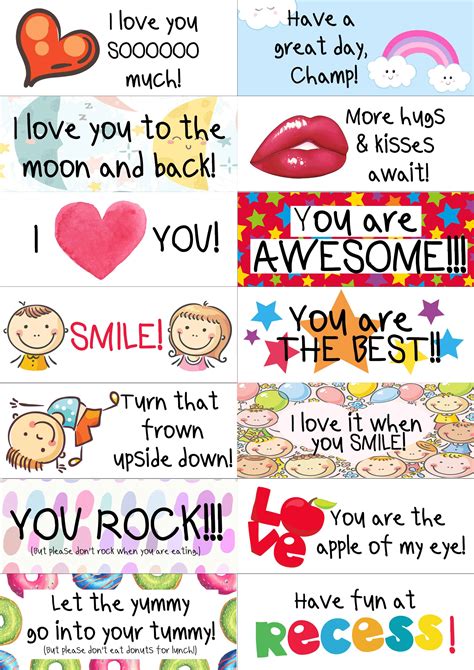 14 Free Printable Lunch Box Notes For Kids Cute And Colorful