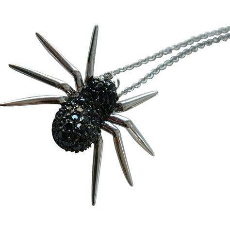 Jeweled Spider Pendant With Sterling Chain Found At Rubylane Com