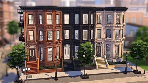 New York Brownstone Townhouses Sims 4 Speed Build Stop Motion Youtube