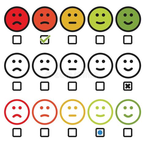 Calificación De Satisfacción Escala De Votos Con Caras Emoticonos