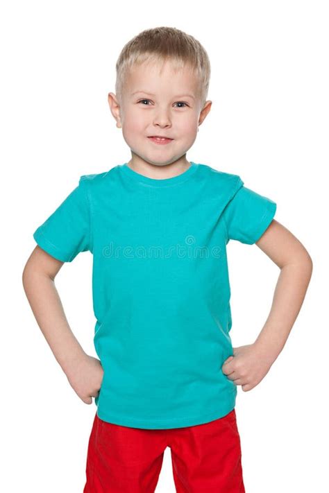 Smiling Little Boy In Blue Shirt Stock Image Image Of Fashion