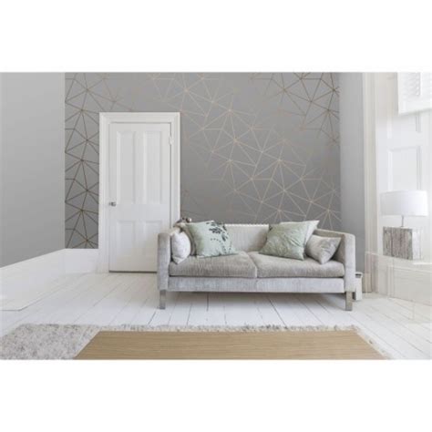 Zara Shimmer Metallic Wallpaper Charcoal Copper White Paintable