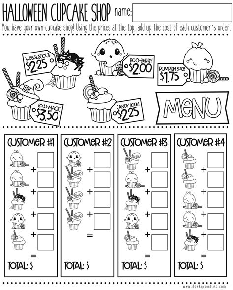 Just plain common sense printable math worksheets for practice, your print and practice headquarters. Halloween Cupcake Money Math Practice - Dorky Doodles