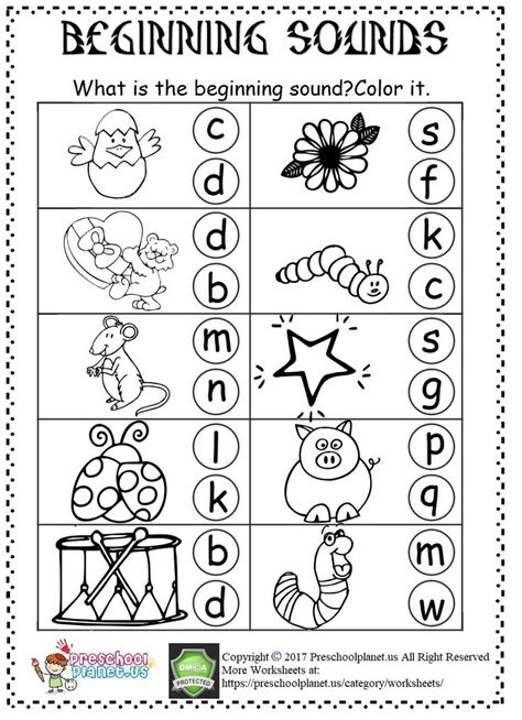 Beginning Sounds Worksheets For Kids To Learn And Practice Free