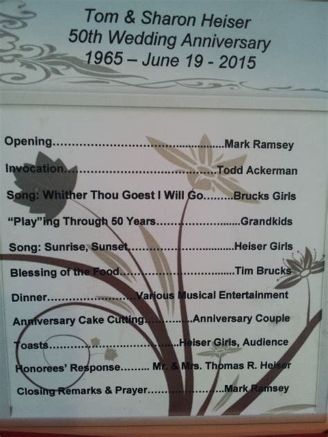 50th Wedding Anniversary Program 50th Wedding Anniversary Order Of