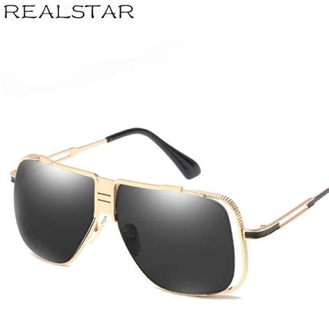 realstar 2018 alloy frame fashion sunglasses for men brand retro steampunk metal square sun