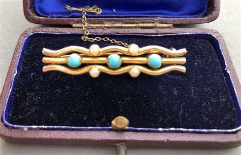 Victorian Turquoise Gold Brooch Jewels Past Vintage Designer Jewellery