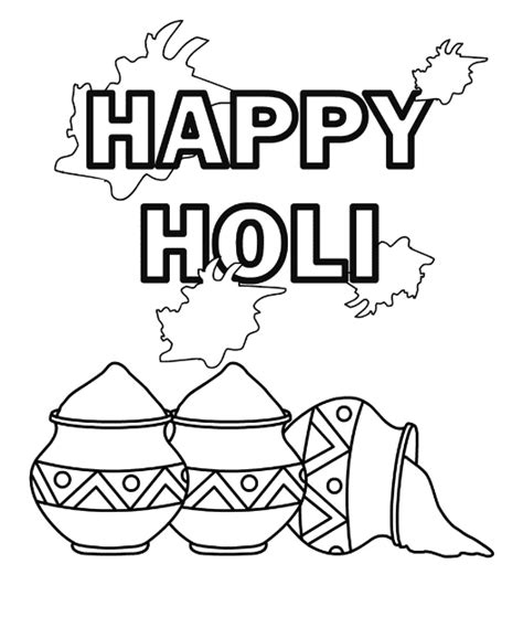 Holi Coloring Pages Kids Playing Pichkari Sketch Happy Printable Color