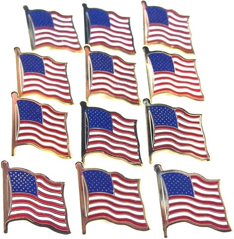 12 American Flag Waving Lapel Pins Usa United States Jewelry Pins Clothing