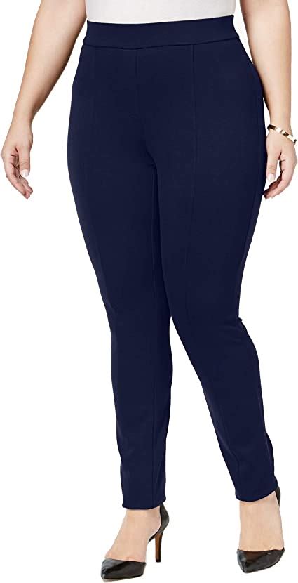 Style And Co Plus Size Ponte Seamed Leggings Pants 16w Blue At Amazon