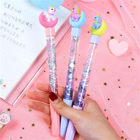 Cute Unicorn Gel Pens 05mm Kawaii Gradient Pens Glitter Crystal