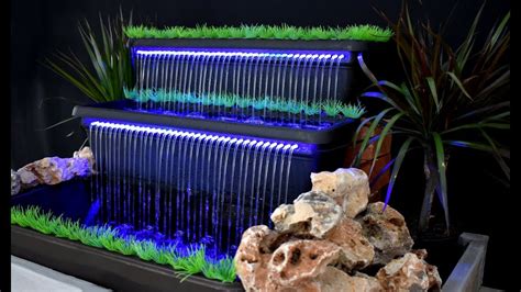 How To Make Beautiful Waterfall Fountain With Led Light Diy Youtube