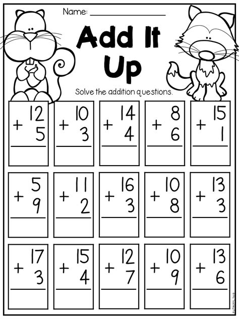First Grade Addition Up To 20 Worksheets
