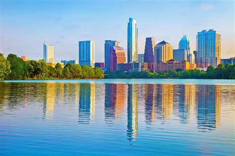 Austin Skyline At Sunrise Reflected In By Dszc