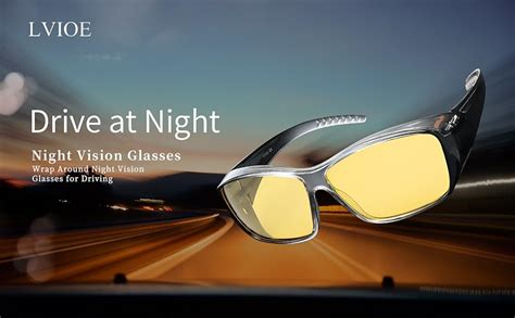 lvioe wrap around night driving glasses with polarized yellow lens lightweight frame
