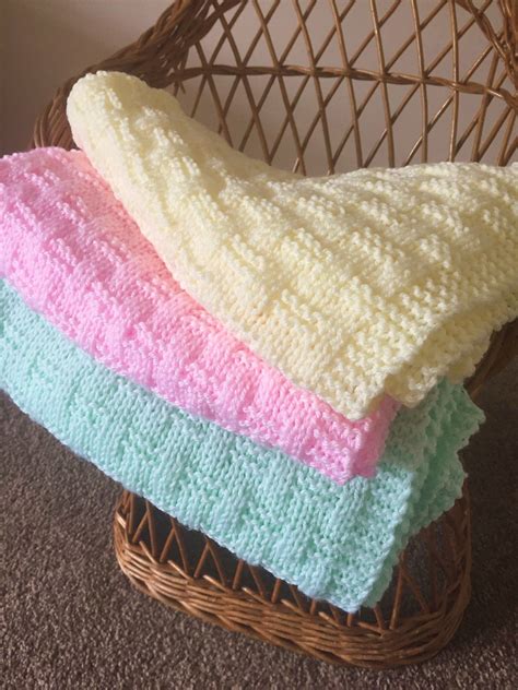 Easy Weave Baby Blanket Knitting Pattern Pdf English Etsy Uk Easy