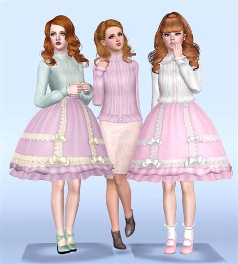 Pintucks Lolita Blouses With Long Sleeves Sims 4 Mods Clothes Sims