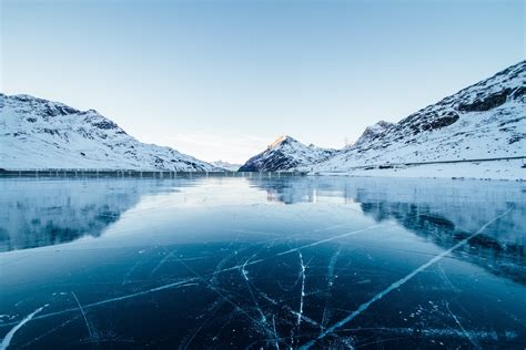 Switzerland Winter Snow Ice Reflection Mountains Landscape