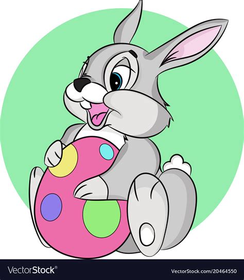 Easter Bunny Holding An Egg Character Is Vector Image