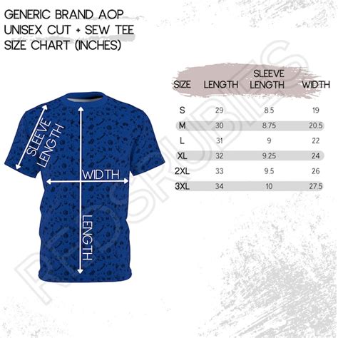 Size Chart Aop Etsy