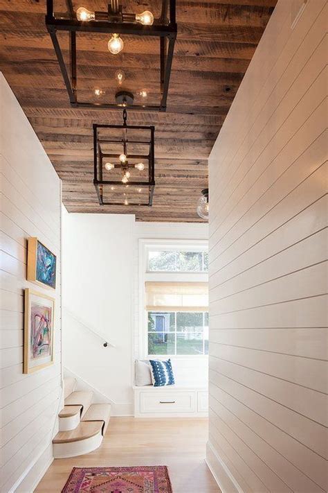 45 Awesome Modern Ceiling Ideas White Shiplap Wall Modern Hallway