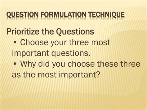 Ppt Question Formulation Technique Powerpoint Presentation Free