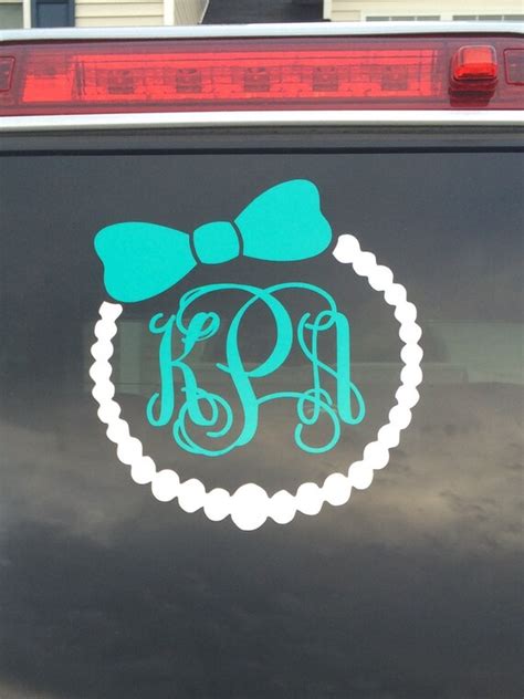 Items Similar To Monogram With Pearls And Bow Decal Inch On Etsy