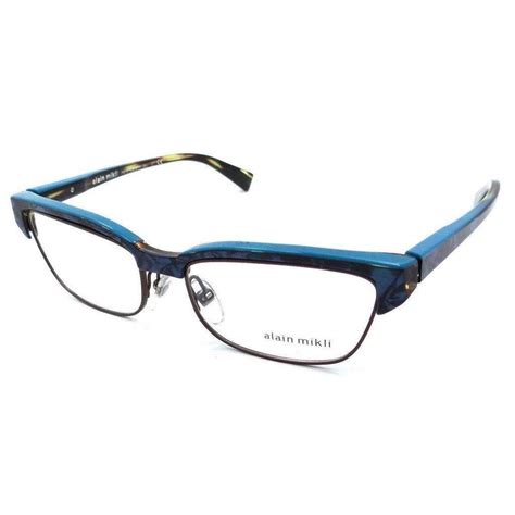 alain mikli rx eyeglasses frames a03056 c004 55x17 turquoise turquoise havana rx eyeglasses