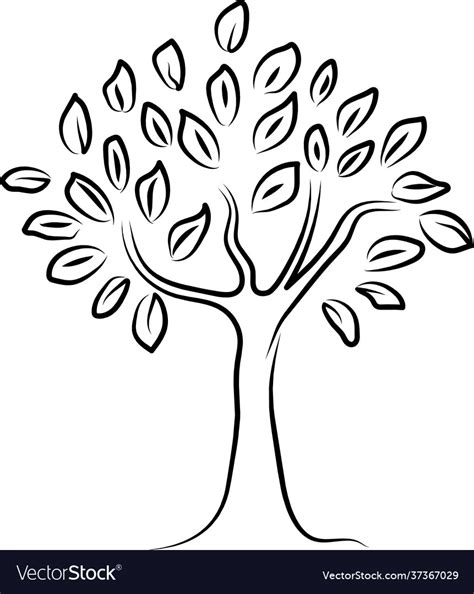 Black And White Vector Line Big Tree Clipart Tree Clipart Black And
