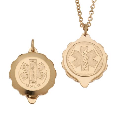 Unisex Sos Emergency Medical Id Necklace Gold Plated Medical Alert