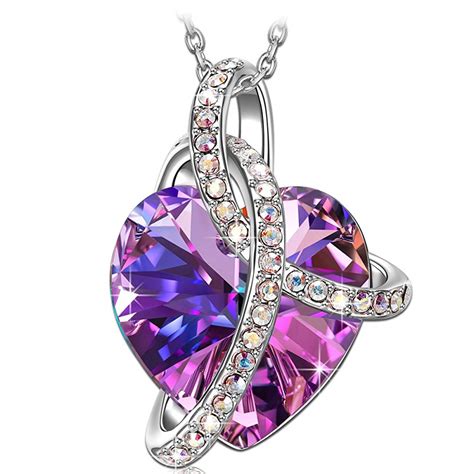 Infinity Love Necklace With Purple Swarovski Crystal Heart 24 Style
