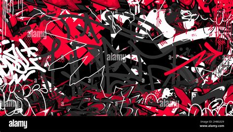 Black Red And White Abstract Hip Hop Street Art Graffiti Style Urban Calligraphy Vector