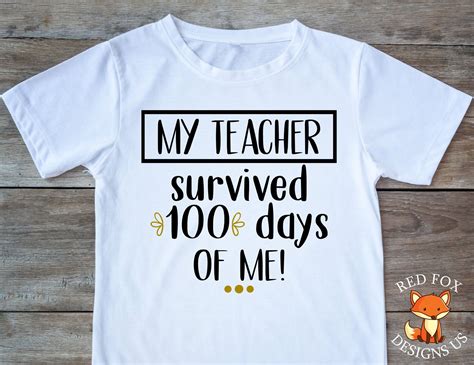 Svg Files My Teacher Survived 100 Days Of Me Svg Funny Etsy School