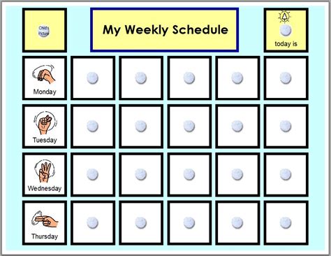 Visual Schedule Pictures For Home Planner Template Free