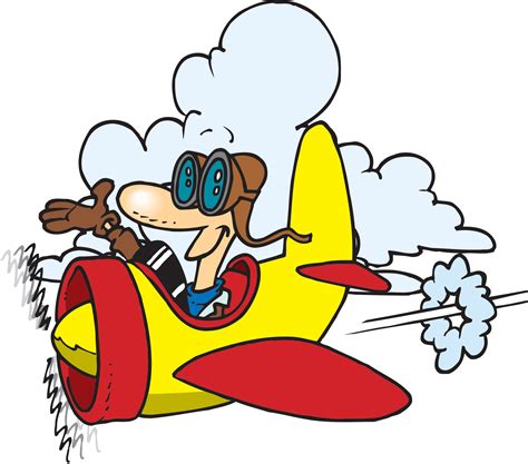 Cartoon Plane Png Cute Airplane Flying Through Clouds Image Blue