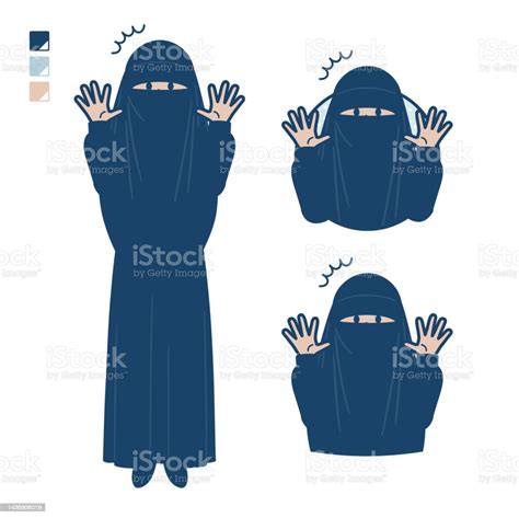 Eine Muslimische Frau Trägt Einen Niqab Mit Überraschten Bildern Stock Vektor Art Und Mehr