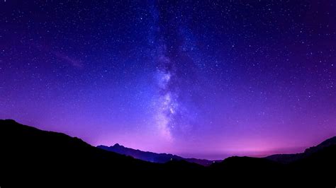 Milky Way On Mountain Background Night Sky Stars