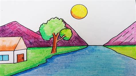 Easy And Simple Landscape Drawing For Beginners Step By Step Drawing