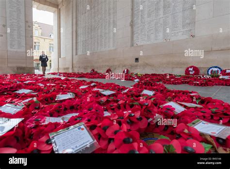 Poppy Wreaths Laid At Menin Gate Memorial To The Missing To Mark The