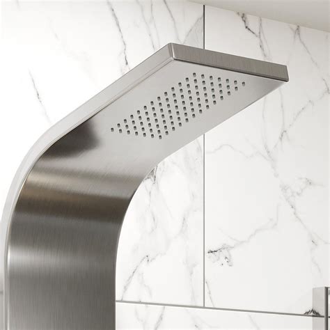thermostatic shower panel column tower body jets twin head bathroom silver 5056093657831 ebay