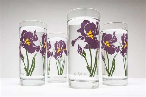 Purple Irises Set Of 4 Glasses Everyday Drinking Glasses T For Mom T For
