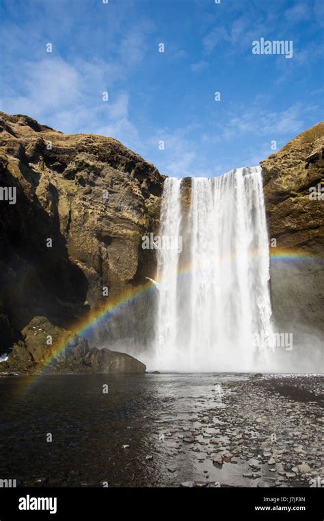 A Rainbow At Skógafoss Waterfall Southern Iceland Stock Photo Alamy