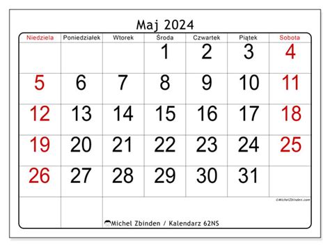 Kalendarz Maj 2024 Do Druku “50ns” Michel Zbinden Pl
