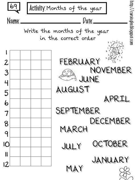 Actividades En InglÉs Month Of The Year