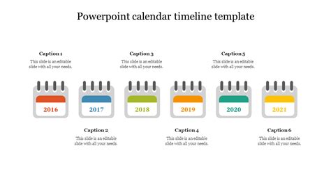 Multi Color Powerpoint Calendar Timeline Template Slide